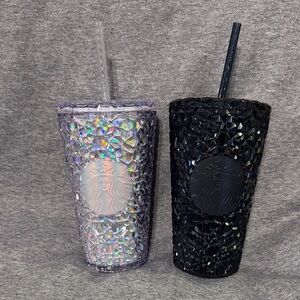 Starbucks Holographic and Black Textured Tumblers (set of 2)